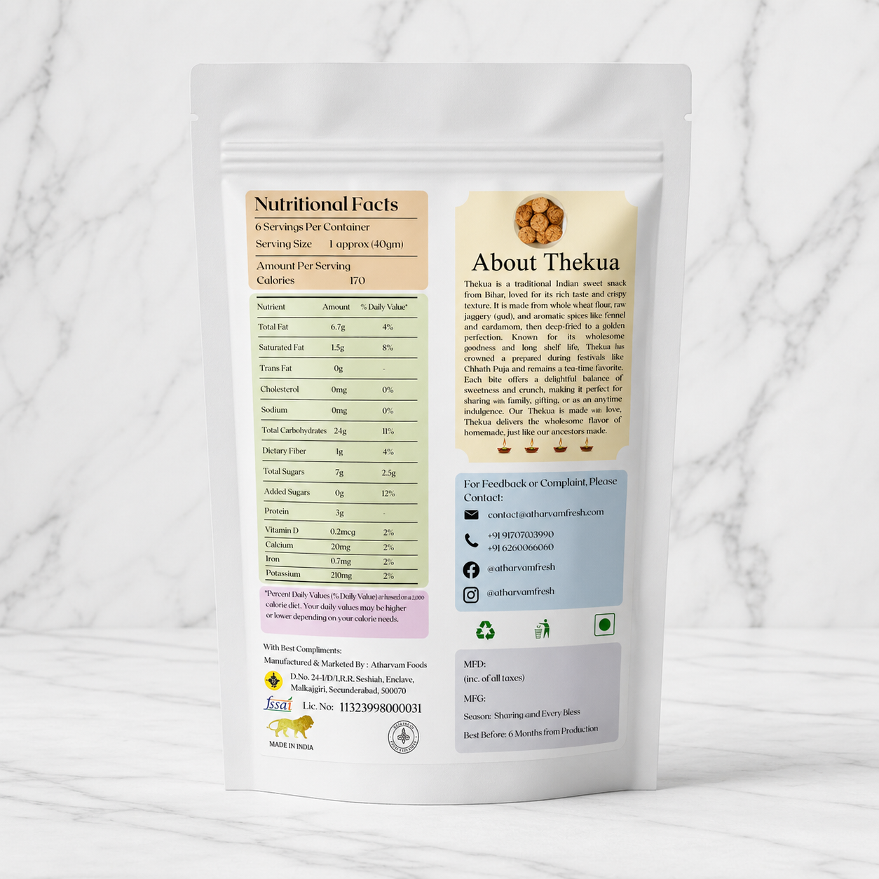 White packaging with nutritional facts and product details on a white background